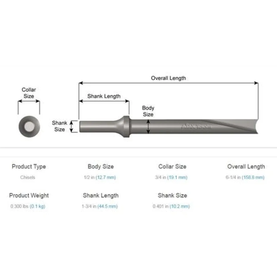 Ajax Bushing Splitter Air Hammer Chisel .401 Shank A906