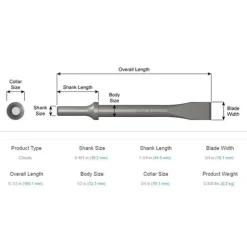 Ajax Flat Air Hammer Chisel 3/4