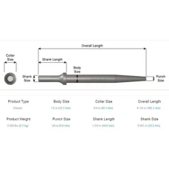 Ajax Tapered Punch Air Hammer Chisel .401 Shank A911