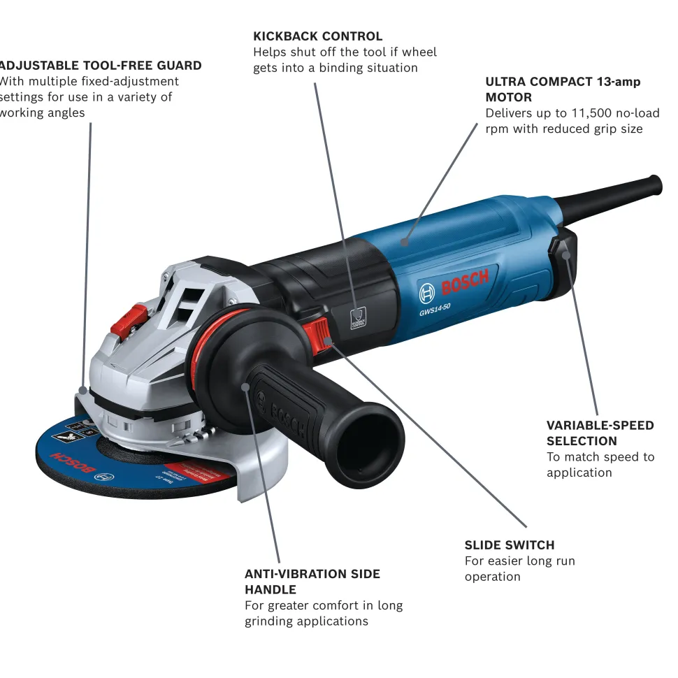 Bosch Power Tools 5" Angle Grinder GWS14-50