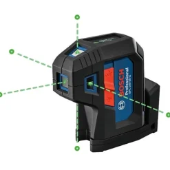 Bosch 125' Self-Leveling Five-Point Green Beam Alignment Plumb & Level Laser GPL100-50G