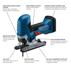 Bosch 18V Brushless Barrel-Grip Jig Saw (Bare Tool) GST18V-50BN