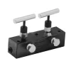 BVA MANIFOLD BLOCK, 2 NEEDLE VALVE, OIL PORT 3/8"-18NPTF, 6" LONG, 10,000 PSI (700 BAR) MFC2