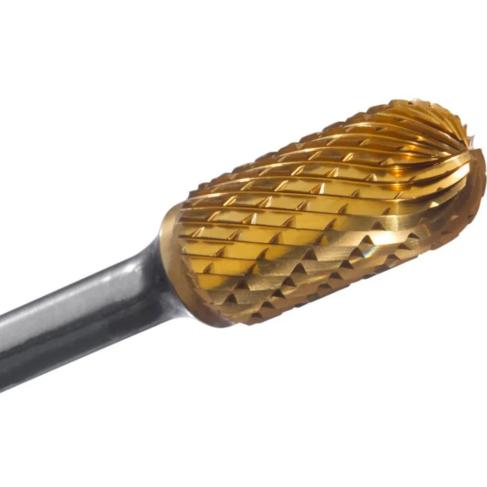 Champion Double Cut 3/8" x 3/4" TiN Coated Cylinder Radius End Carbide Bur SC3-IPAC
