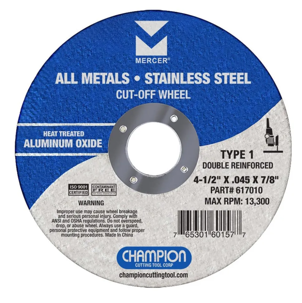 Champion Mercer 4-1/2" x .045" x 7/8" Cut-Off Wheels Type 1 Thin 617010