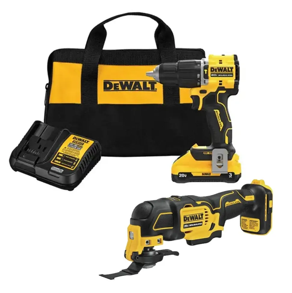DeWalt Atomic 20V MAX Brushless Cordless 1/2" Hammer Drill Kit & 20V MAX Brushless Cordless Oscillating Multi-Tool DCD799L1 & DCS354B