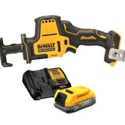DeWalt ATOMIC 20V MAX Cordless One-Handed Reciprocating Saw With POWERSTACK 20V MAX Compact Battery Charger Starter Kit DW-DCBP034C-DW-DCS369B