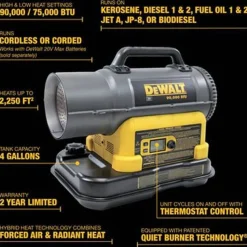 DeWalt 90,000 BTU Cordless Forced Air Kerosene/Diesel Heater F340991