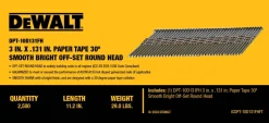 DeWalt 30 Degree Paper Collated Framing Nails 3" x .131" - 2,500PK DPT-10D131FH