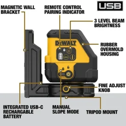 DeWalt DEWALT USB Rechargeable Red Cross Line Laser Base Kit DCLE14201RB