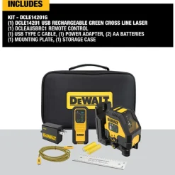 DeWalt DEWALT USB Rechargeable Green Cross Line Laser Kit DCLE14201G