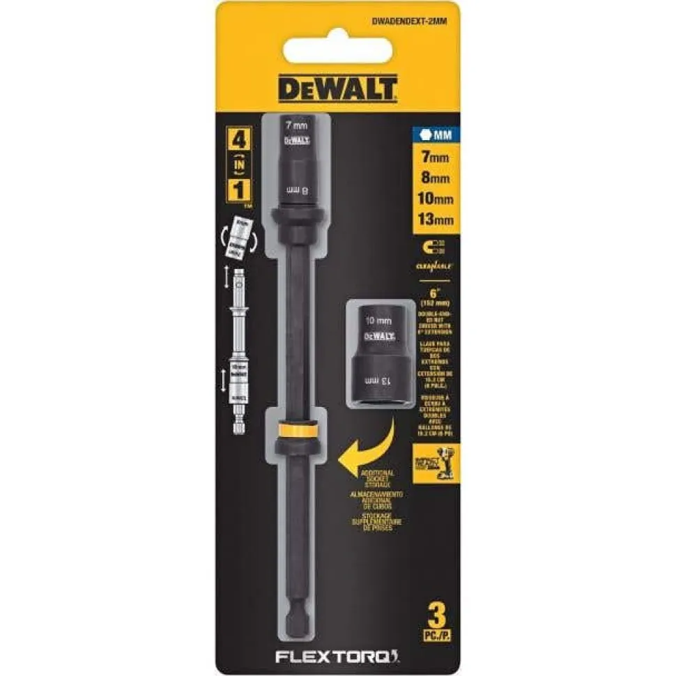 DeWalt FLEXTORQ 6" 4-in-1 Double Ended Metric Nut Drivers DWADENDEXT-2MM