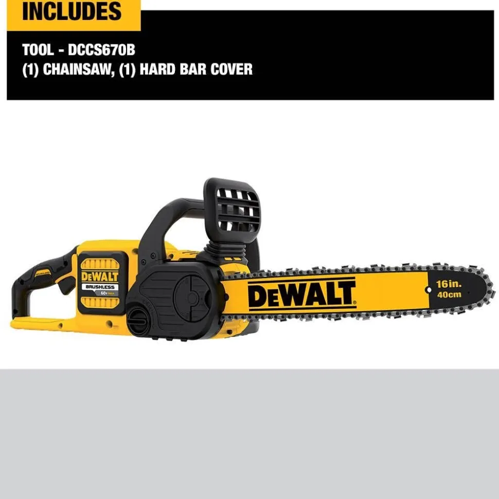 DEWALT FLEXVOLT 60V MAX Brushless Cordless Chainsaw, Tool Only DCCS670B