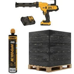 DeWalt Pallet AC100+ Gold 9.5 Oz Quik-Shot (648x) + 20V 10oz Adhesive Gun Kit (3x) Bundle DW-8478SD-PWR-DW-DCE560D1