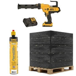 DeWalt Pallet Pure220+ 9.5 oz Quik-Shot 1:1 (864x) + 20V 10oz Adhesive Epoxy Gun (3x) Bundle DW-DFC114110-DW-DCE560D1