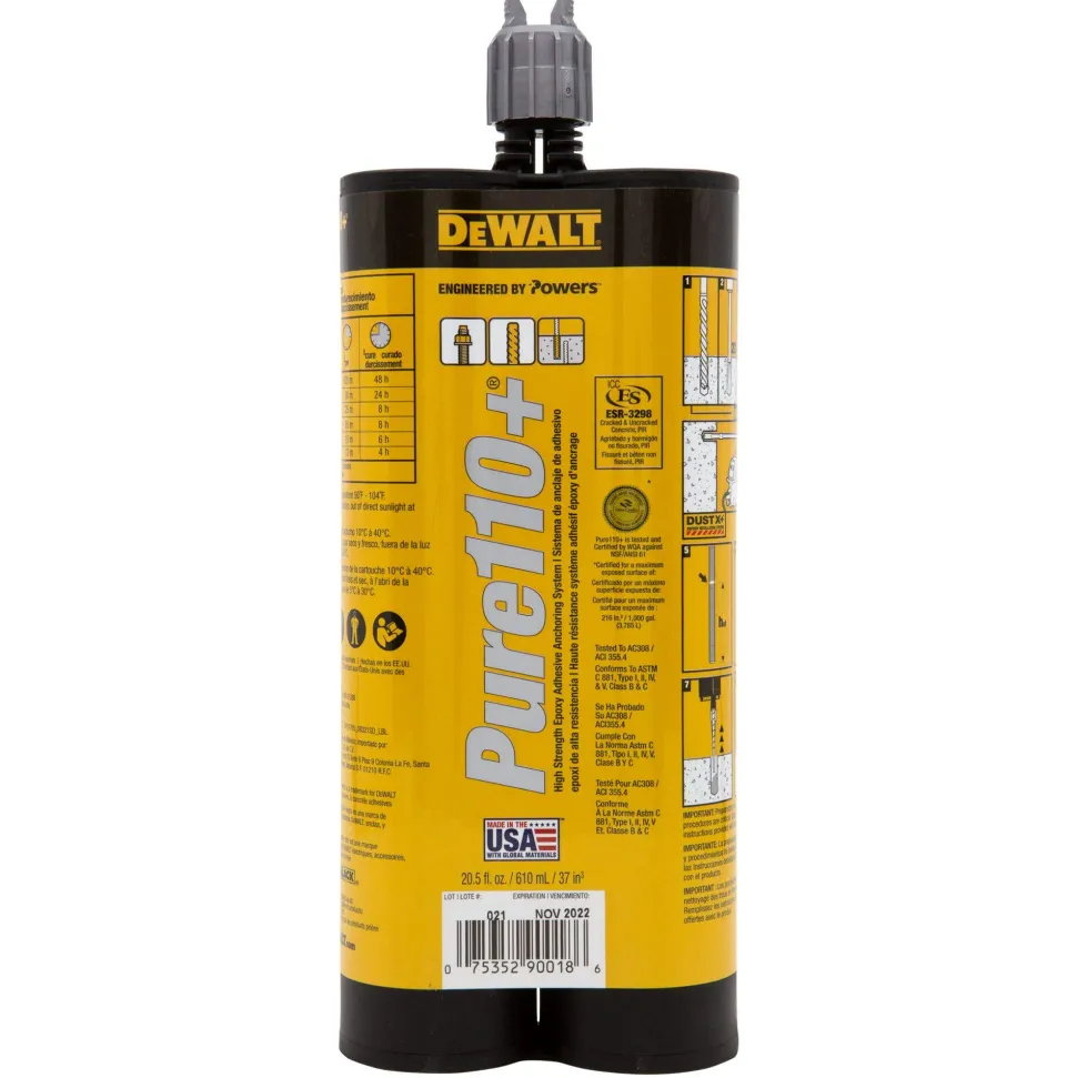 DeWalt Pure110+ 20.5 oz. Dual-Cartridge 1:1 Epoxy Anchor 08321SD-PWR