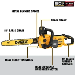 DeWalt 60V MAX 18" Chainsaw (Tool Only) DCCS672B