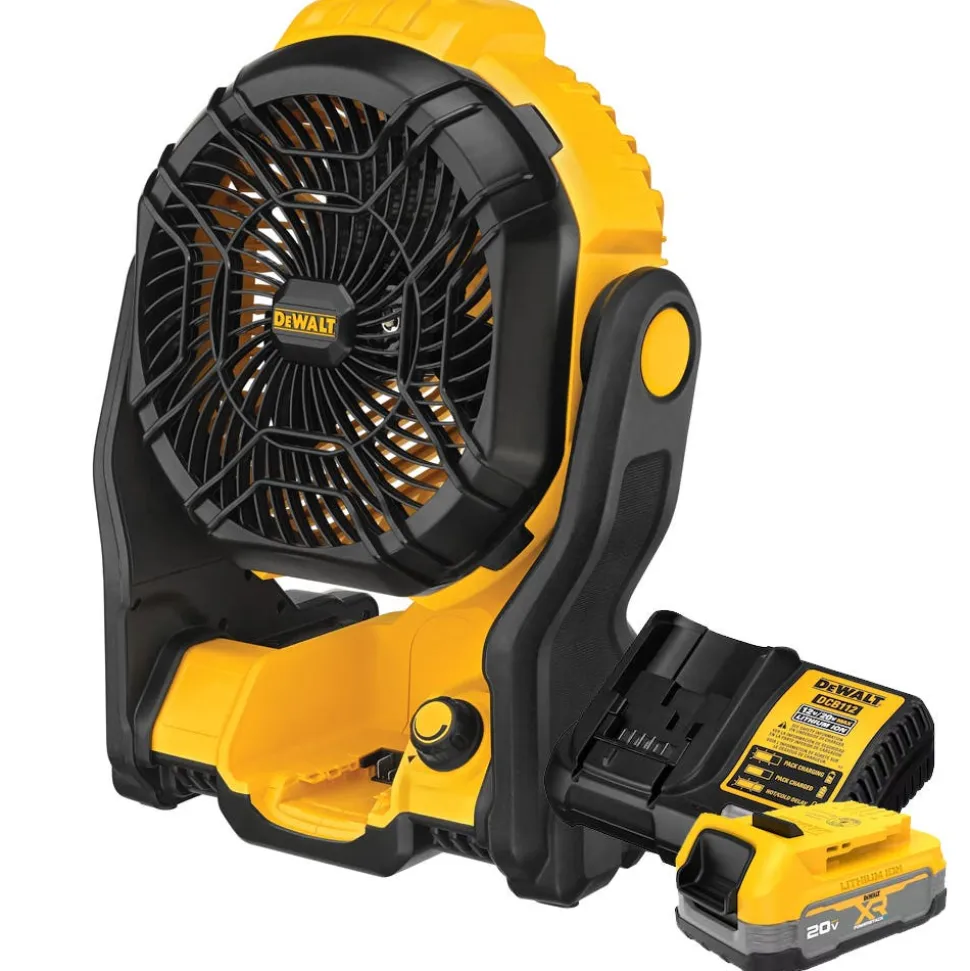 DeWalt 20V MAX* Cordless Jobsite Fan With POWERSTACK 20V MAX Battery and Charger Kit DW-DCBP034C-DW-DCE512B