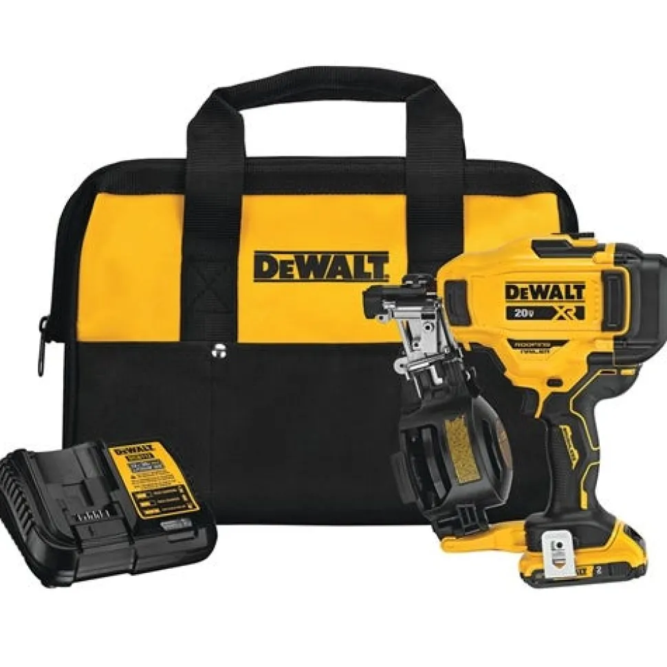 DeWalt 20V Max 15 Degree Cordless Coil Roofing Nailer Kit DCN45RND1