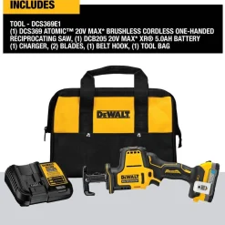 DeWalt 20V MAX One Handed Reciprocating Saw With Powerstack Battery DCS369E1