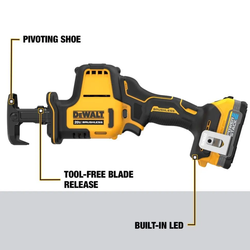 DeWalt 20V MAX One Handed Reciprocating Saw With Powerstack Battery DCS369E1