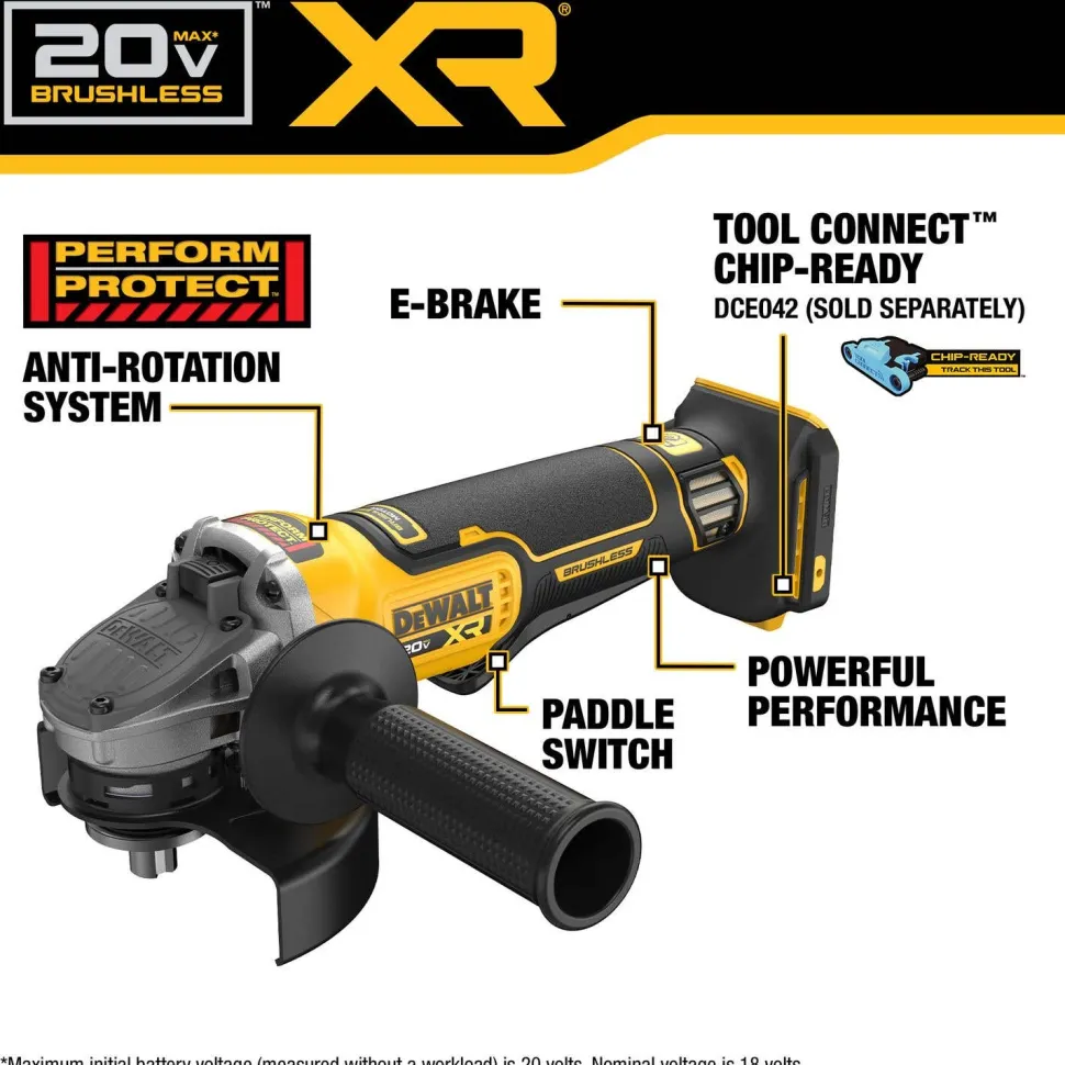 DeWalt 20V MAX XR Brushless Cordless 4-1/2" - 5" Angle Grinder (Tool Only) DCG410B