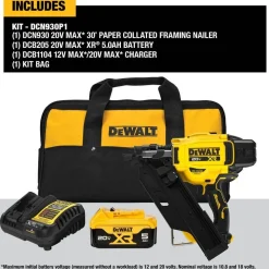 DeWalt 20V MAX XR Brushless Cordless 30 Degree Paper Tape Framing Nailer Kit DCN930P1