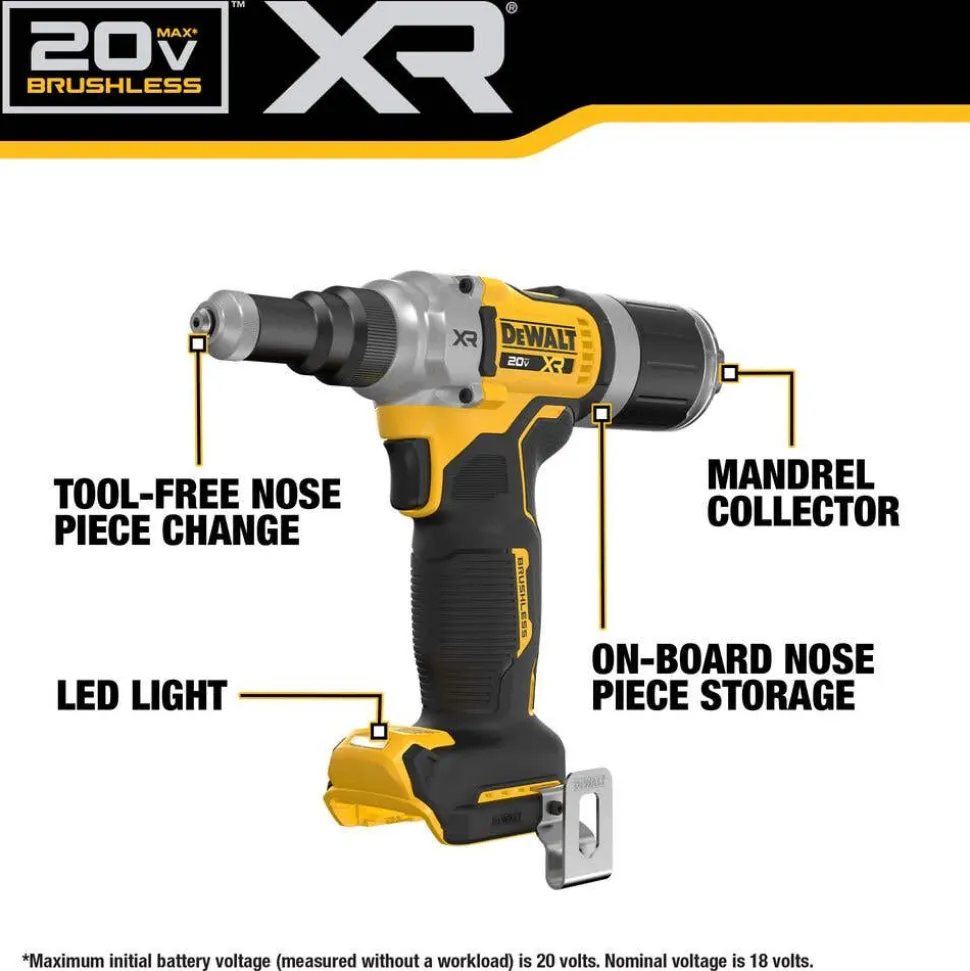 DeWalt 20V MAX* XR Brushless Cordless 1/4" Rivet Tool (Tool Only) DCF414B