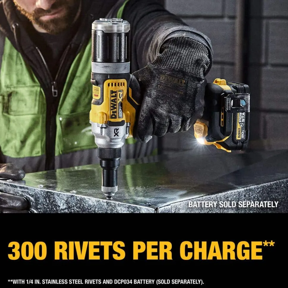 DeWalt 20V MAX* XR Brushless Cordless 1/4" Rivet Tool Kit with DEWALT POWERSTACK DCF414GE2