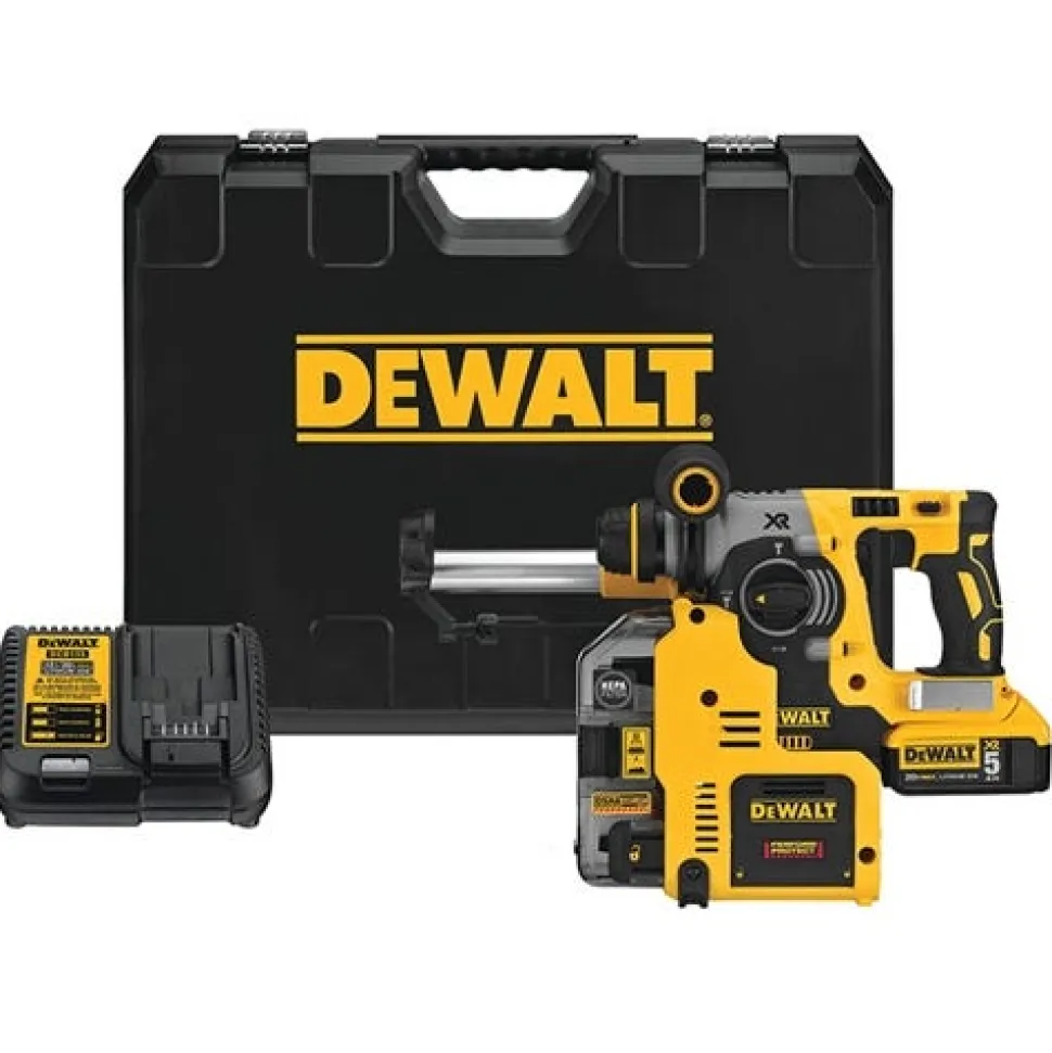 DeWalt 20V MAX XR 1" Brushless SDS-Plus Rotary Hammer Kit On Board Dust Extractor DCH273P2DHO