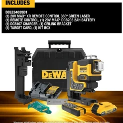 DeWalt 20V MAX 3x360 Remote Control Laser Kit DCLE34035D1