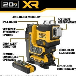 DeWalt 20V MAX 3x360 Remote Control Laser Kit DCLE34035D1