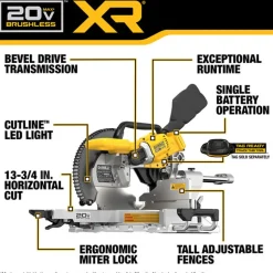 DeWalt 20V MAX* XR 12 in. Double Bevel Sliding Miter Saw (Tool Only) DCS785B