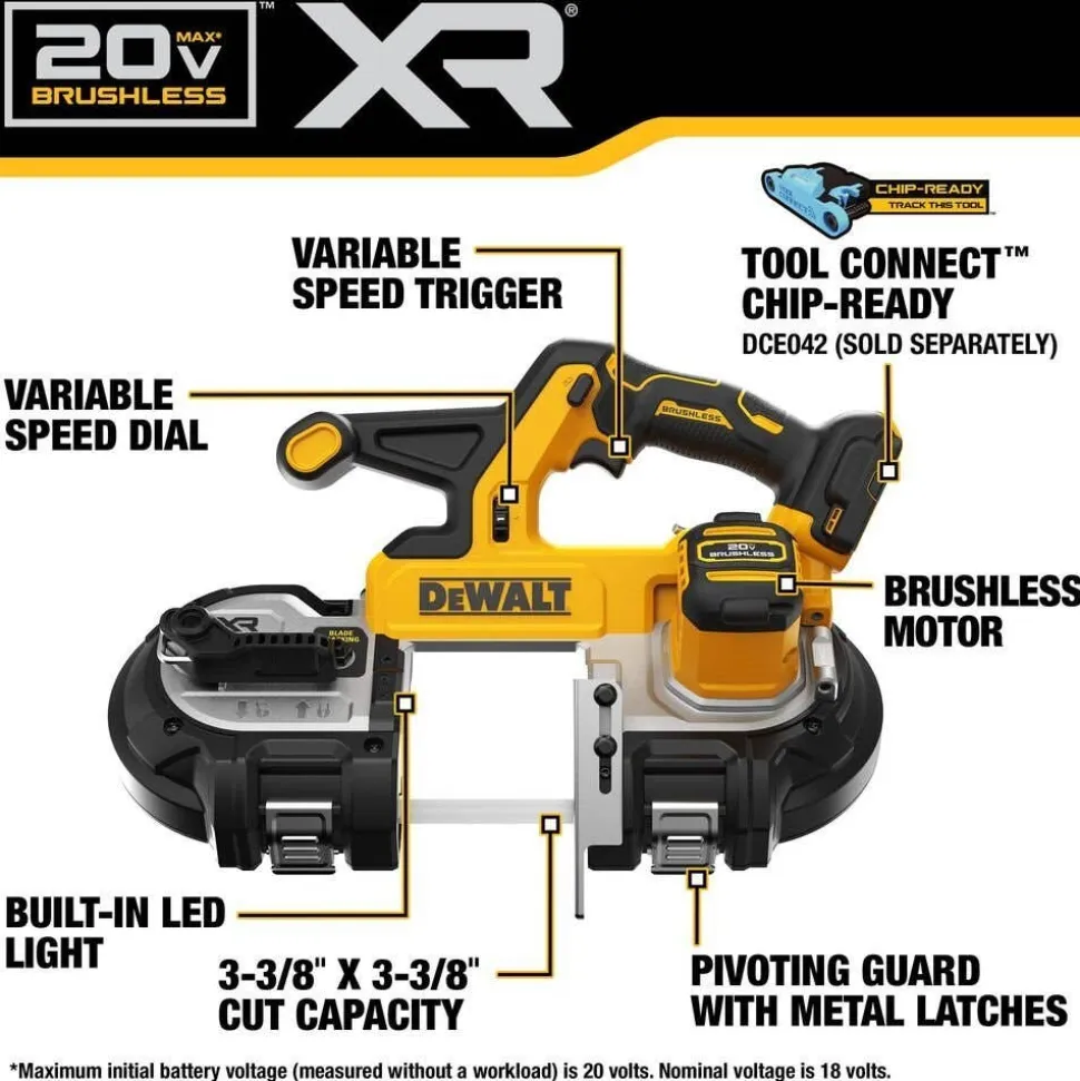 DeWalt 20V MAX XR Mid-Size Bandsaw (Tool Only) DCS378B