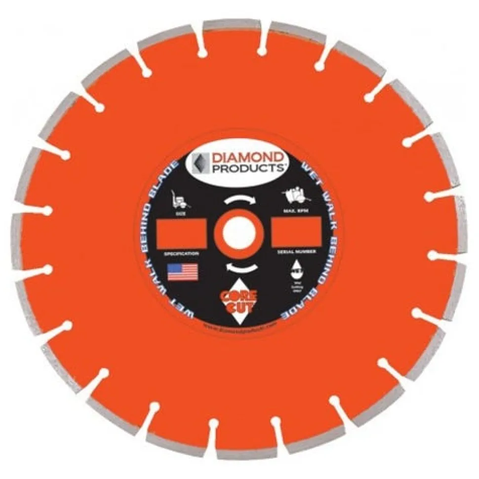 Diamond Products 48" x .210" x 1" Heavy Duty Orange Cured Concrete Wet Blade C52HX