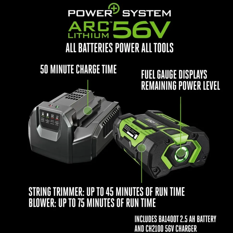 EGO POWER+ 15" Powerload String Trimmer & 615 CFM Blower w/ 2.5Ah Battery & Charger Combo Kit ST6151LB