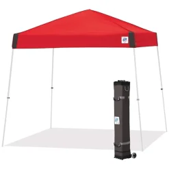 E-Z Up Vista Instant Shelter Canopy, 10' x 10', White Powder-Coated Steel Frame with Wide-Trax Roller Bag & 4 Piece Spike Set, Punch VS3WH10PN