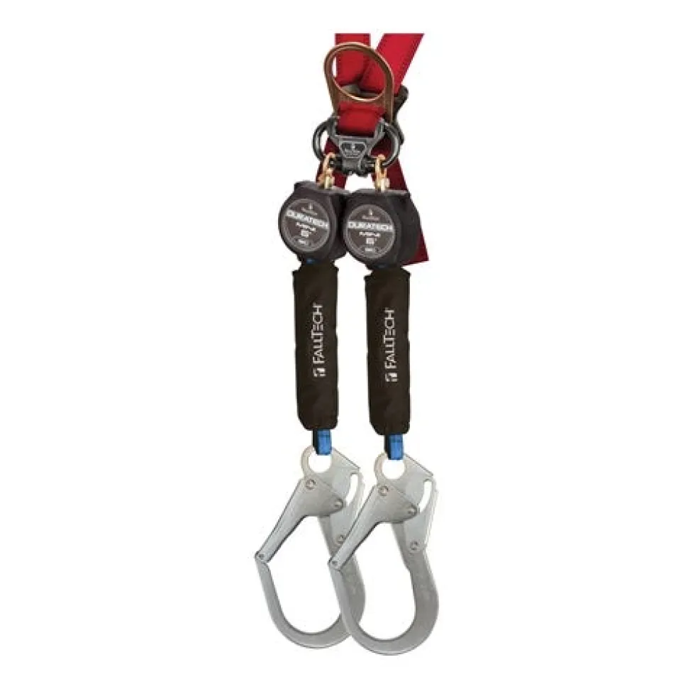 FallTech Mini DuraTech 6' Twin Leg Self-Retracting Lifeline SRD Steel Rebar Hooks 72706TB3