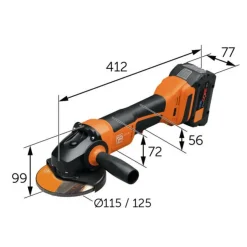 Fein 18V AmpShare CCG 18-125-10 AS 5" Angle Grinder Paddle 1080 Watts Brake (Bare Tool) 71220460120