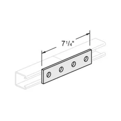 Flat Splice Plate 4 Hole. 1-5/8" X 7-1/4". Z/P. 25 Pcs/Box