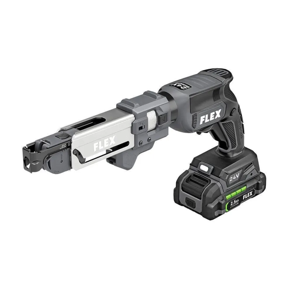 Flex 24V Drywall Screw Gun, AutoFeed Attachment & Cut-Out Tool Combo Kit (2.5Ah) FXM203-2A