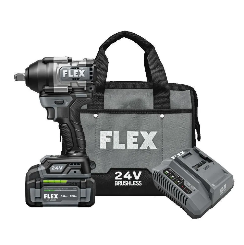 FLEX 24V 1/2" Mid Torque Impact Wrench Kit FX1451-1C