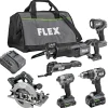 Flex 24V 6-Tool Combo Kit - Hammer Drill, Impact Driver, Recip, Circular saw, Oscillating Tool, LED light (2.5Ah/5.0Ah) FXM601-2B