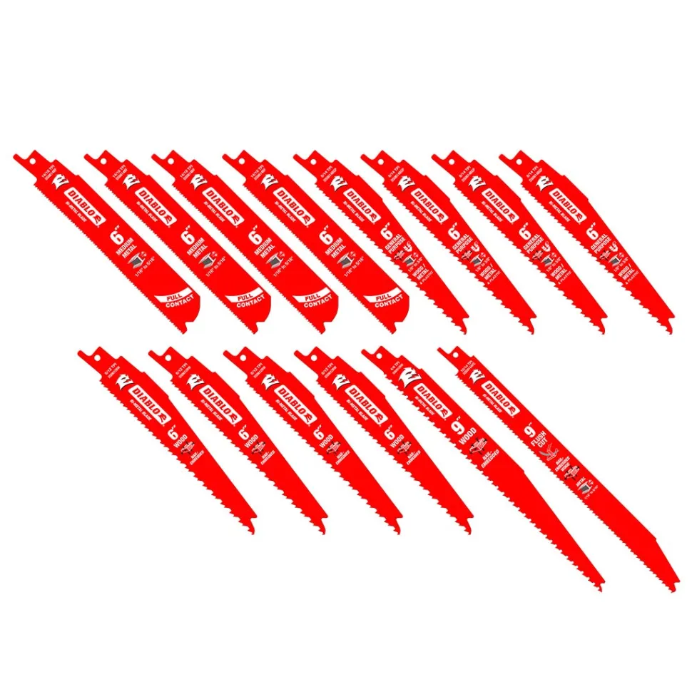 Freud Diablo Bi-Metal Reciprocating Saw Blade Set for Wood and Metal Demolition (14-Piece) DS0014S