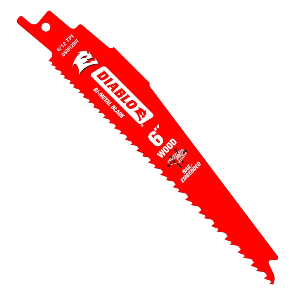 Freud Diablo 6 in. Bi-Metal Recip Blade for Nail Embedded Wood (5-Pack) DS0612BW5