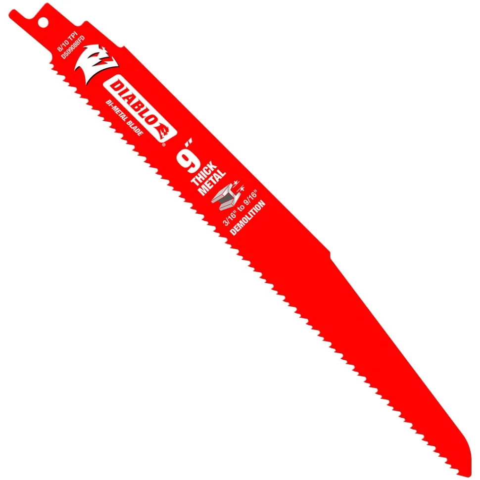 Freud Diablo 9" 8/10 TPI Bi-Metal Reciprocating Saw Blades for Thick Metal Cutting (5-Pack) DS0908BFD5
