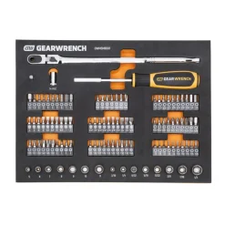 Gearwrench MEGAMOD Mobile Rolling Tool Case w/ Modular Ratcheting Wrench and Bits Sets GWMP100 & GWMSMBS01 & 86529 & 86526 & 86527