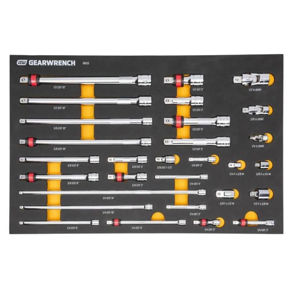 Gearwrench MEGAMOD Mobile Rolling Tool Case w/ Modular Drive Tool, Bit Sockets, and Hex Key Sets GWMP100 & 86529 & 86523 & 86528 & GWMSBSKCBMM