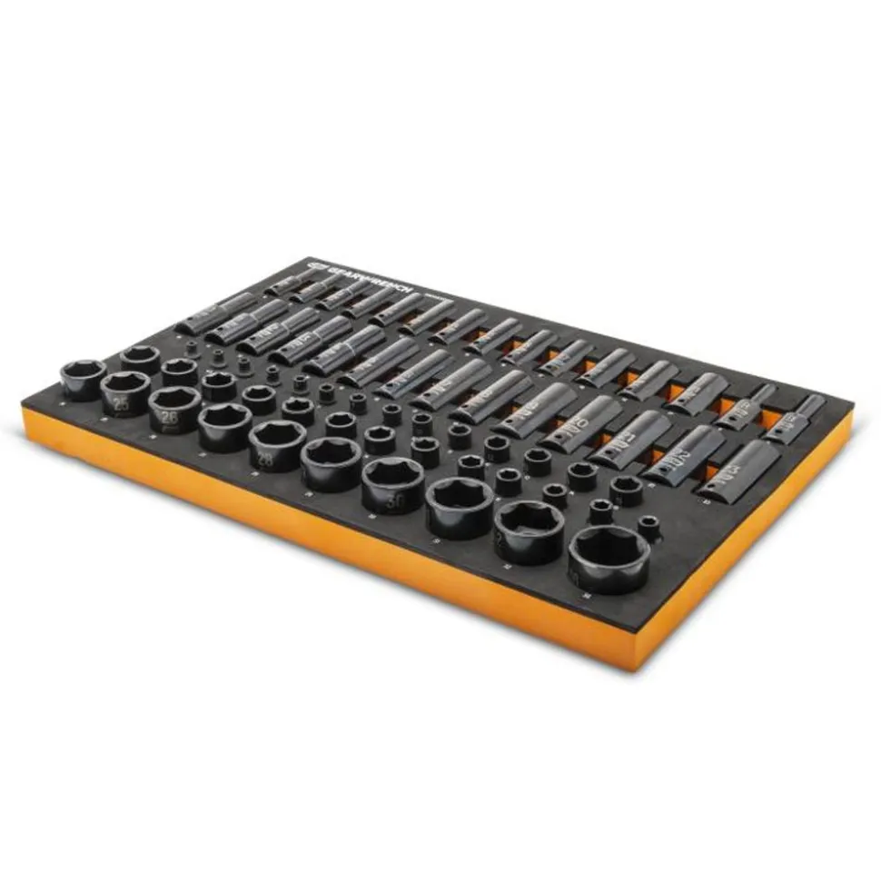 Gearwrench 66 Piece 1/4", 3/8", 1/2" Drive 6 Point Metric Impact Socket Set w/ Foam Storage Tray GWMSISKMM