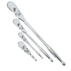Gearwrench 4 Piece 1/4", 3/8" & 1/2" Drive 90-Tooth Flex Head Teardrop Ratchet Set 81230Te